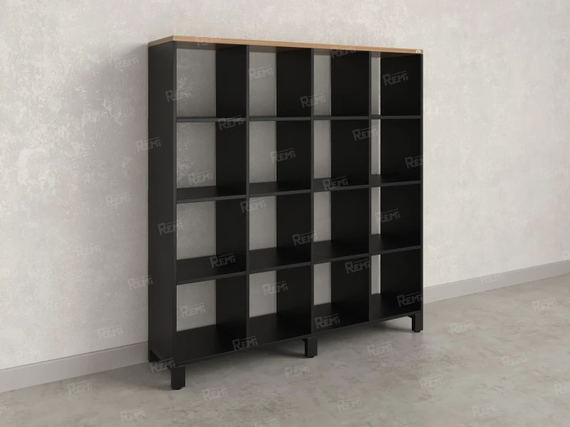 Стеллаж, 16 ячеек 1500х370х1620 RM140-15x37 Дуб Юстус/Черный