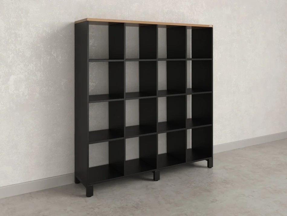 Стеллаж, 16 ячеек 1500х370х1620 RM140-15x37 Дуб Юстус/Черный