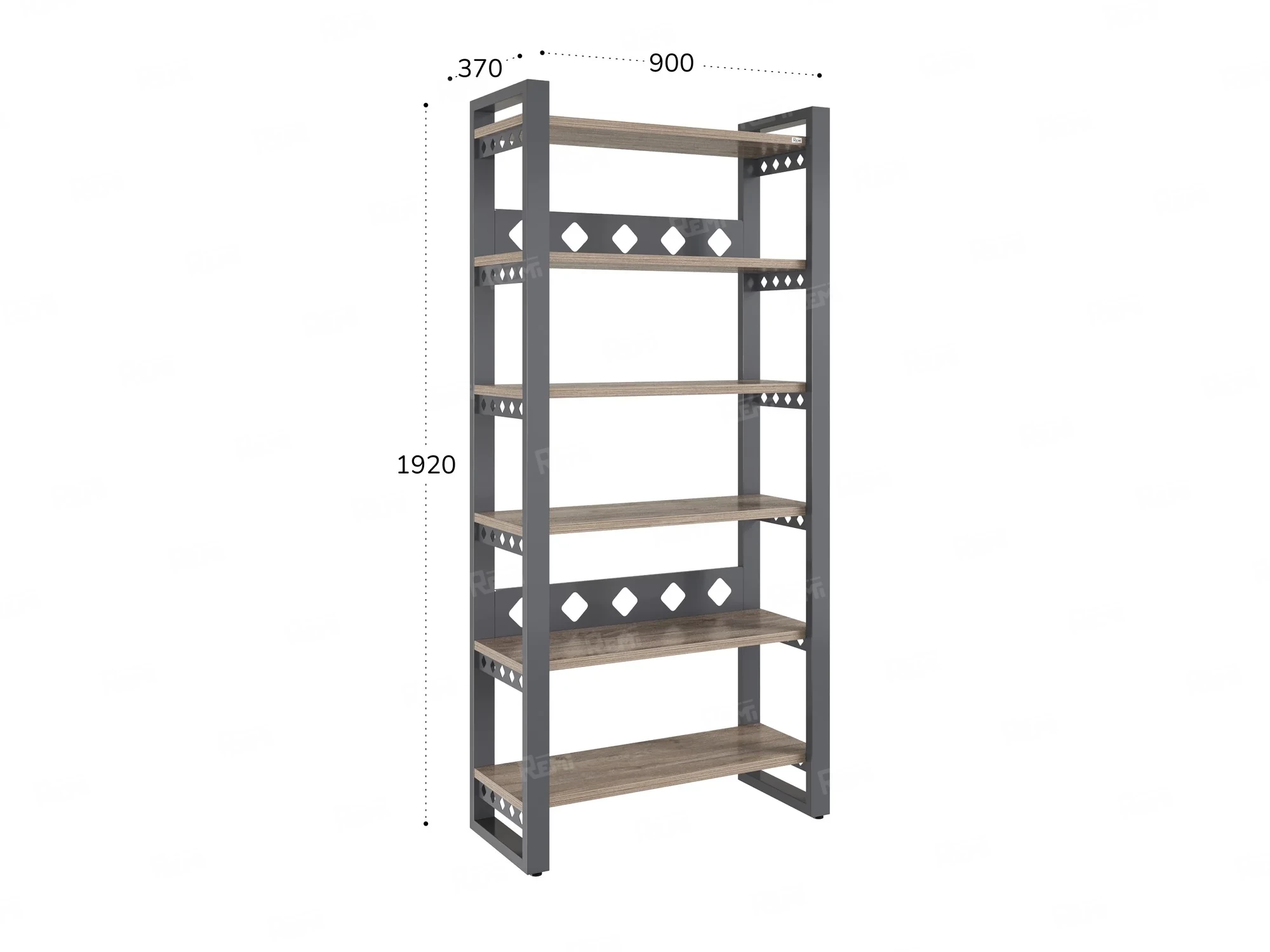 Стеллаж, 6 уровней 900x370x1920 RM132-90x37 Дуб Маувелла/Серый
