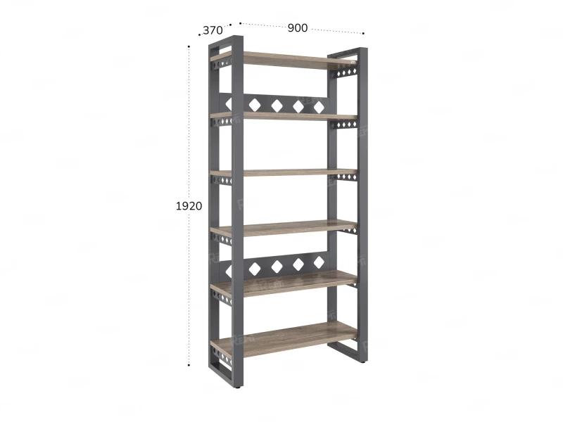 Стеллаж, 6 уровней 900x370x1920 RM132-90x37 Дуб Маувелла/Серый
