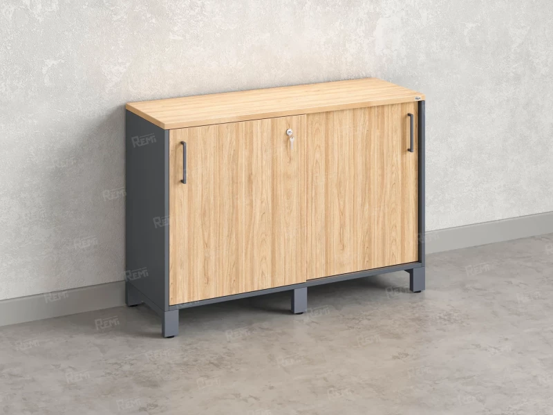 Низкий шкаф-купе 1200x420x850 RM124-120x42 Вяз Швейцарский светлый/Серый