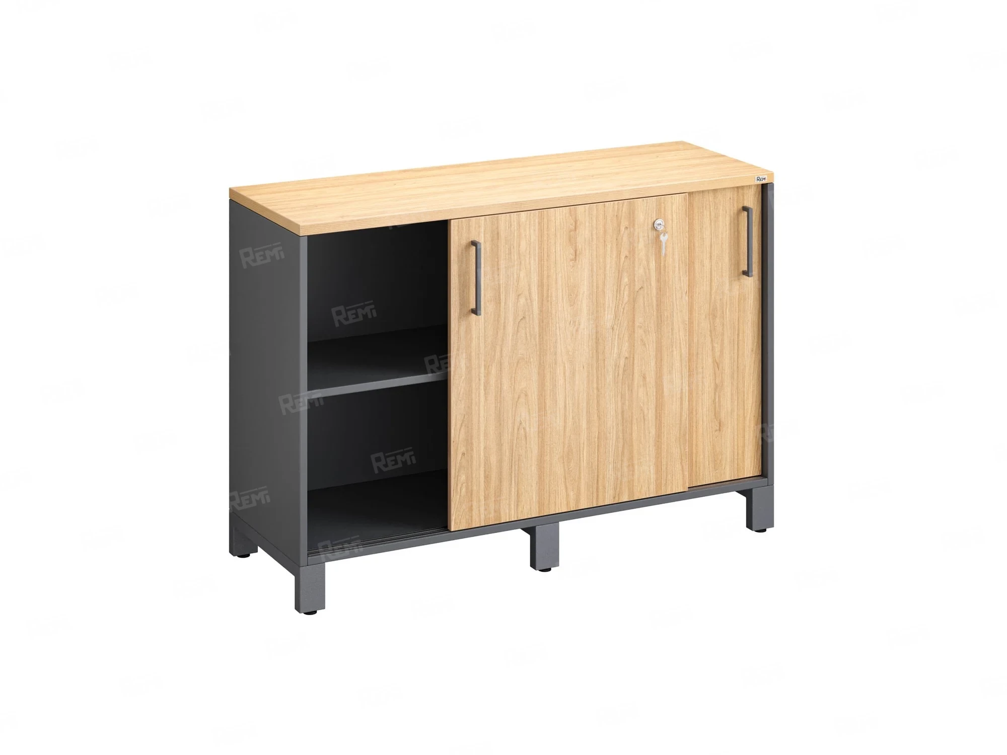 Низкий шкаф-купе 1200x420x850 RM124-120x42 Вяз Швейцарский светлый/Серый