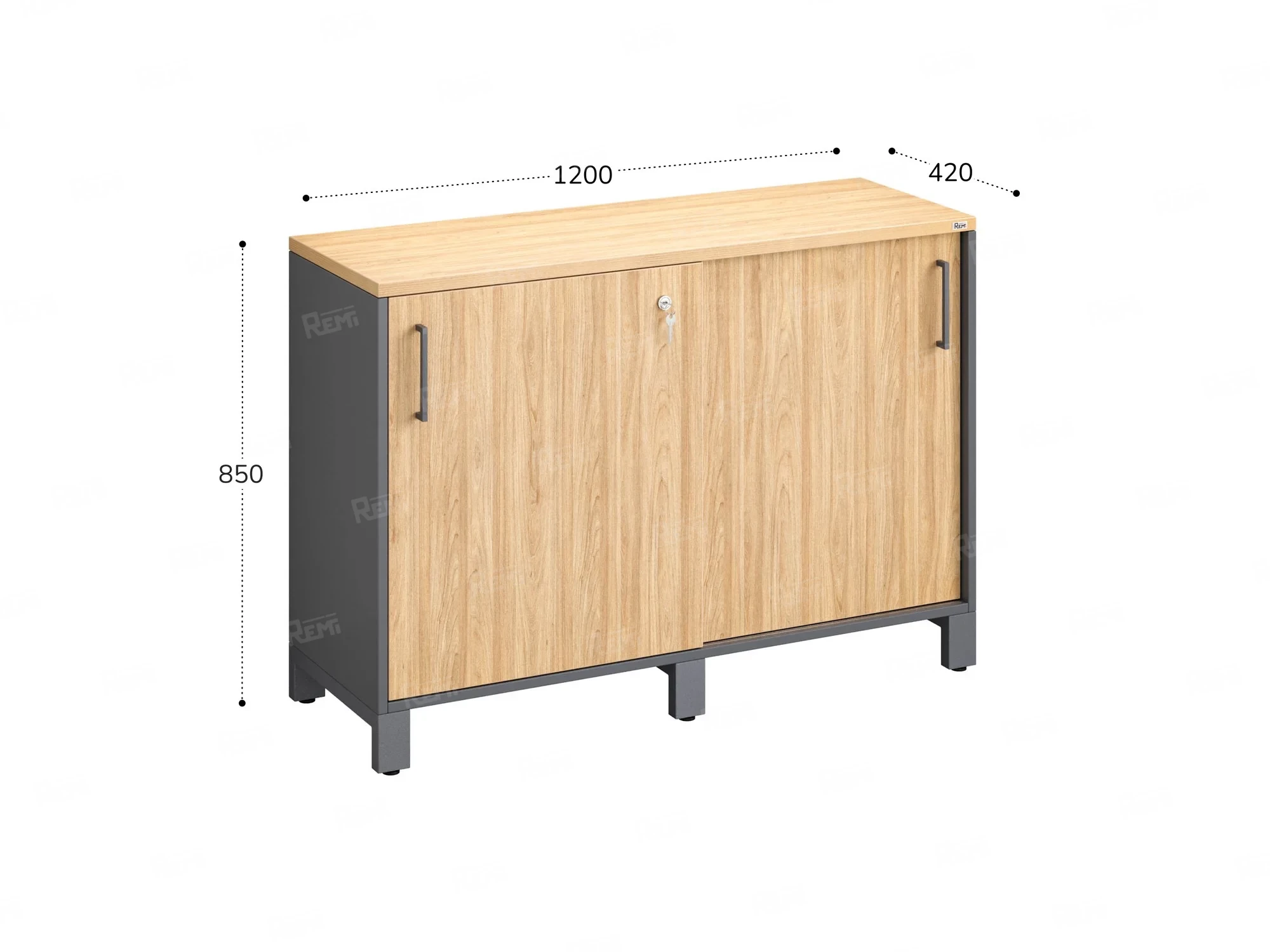 Низкий шкаф-купе 1200x420x850 RM124-120x42 Вяз Швейцарский светлый/Серый