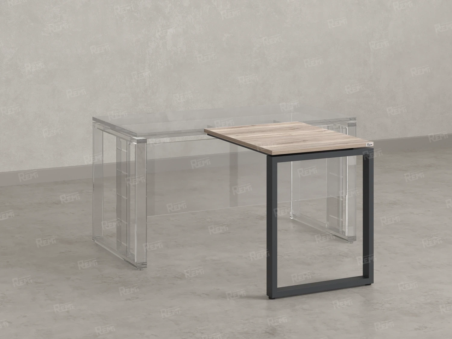 Брифинг прямой, с парящей столешнецей, на О-образном каркасе 1800x700x750 RM072-18x7 Дуб Маувелла/Серый