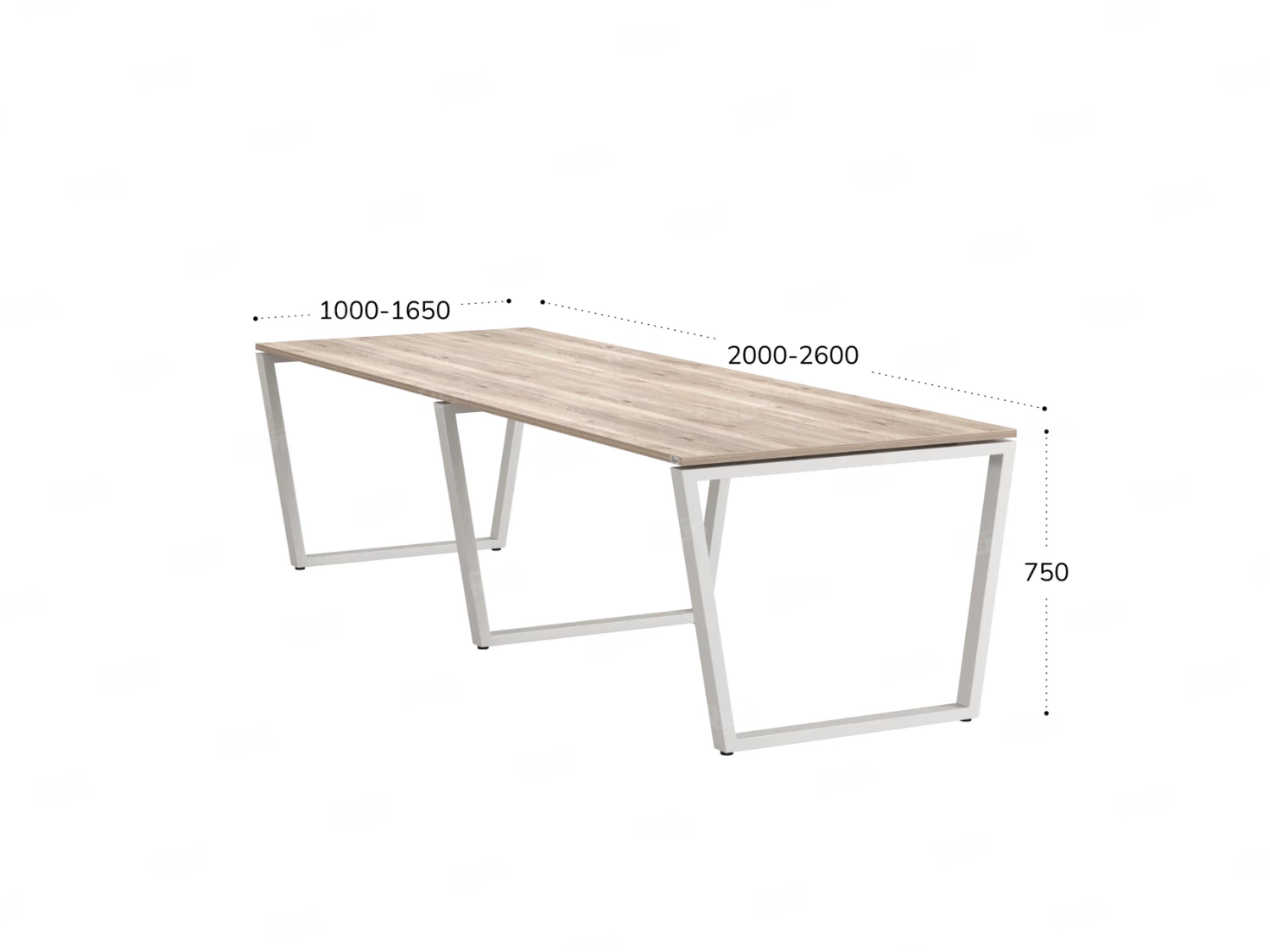 Cтол для переговоров, на V-обазном каркасе 2500x1400x750 RM082-250x140 Дуб Маувелла/Белый