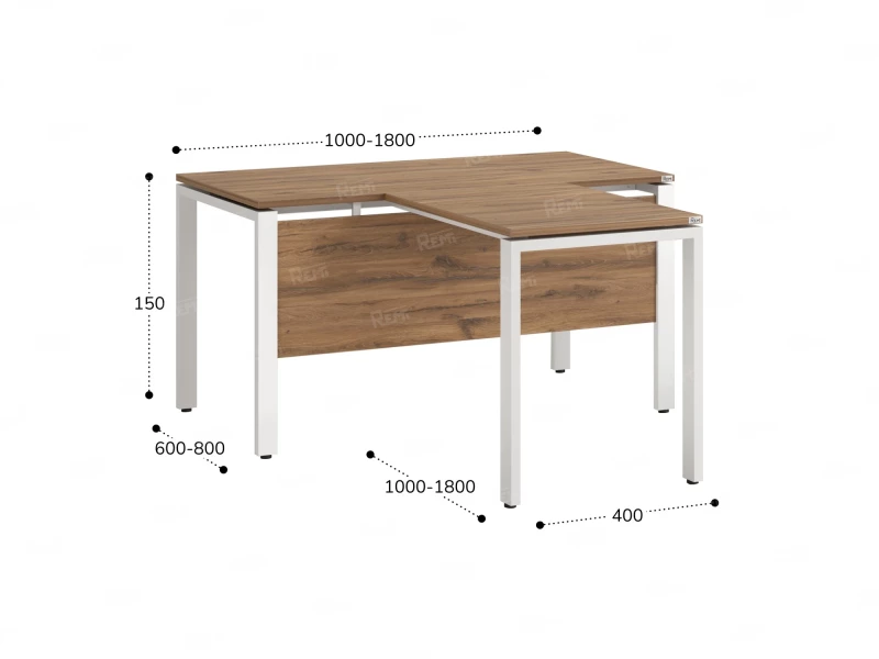 Стол с брифингом с парящей столешницей на П-образных опорах с экраном ЛДСП RM043-14x8 1400x2200x750 Дуб Юстус/Белый