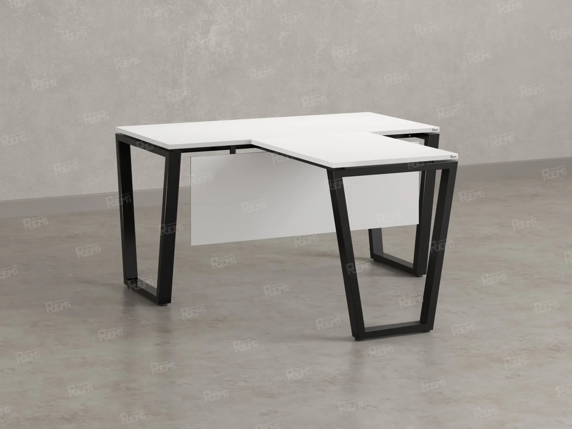 Стол с брифингом с парящей столешницей на U-образных опорах с экраном ЛДСП RM047-18x6 1800x2400x750 Белый/Черный
