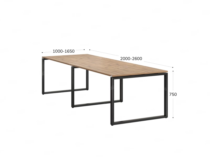 Cтол для переговоров, на О-обазном каркасе 2500x1200x750 RM081-250x120 Дуб Юстус/Черный