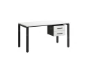 Стол прямой с подвесной тумбой 2 ящика, П-опора 1800x600x750 RM039-18x6 Белый/Черный