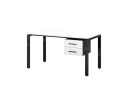 Стол прямой с подвесной тумбой 2 ящика, П-опора 1800x600x750 RM039-18x6 Белый/Черный