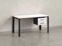 Стол прямой с подвесной тумбой 2 ящика, П-опора 1800x600x750 RM039-18x6 Белый/Черный