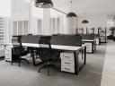 Стол прямой, подвесная тумба, ЛДСП экран, П-опора 1800x700x750 RM030-18x7 Белый/Черный