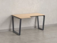 Стол угловой, U-опора, левый 1400x800/1000x750, RM051-14x8-10 Вяз Швейцарский светлый/Серый