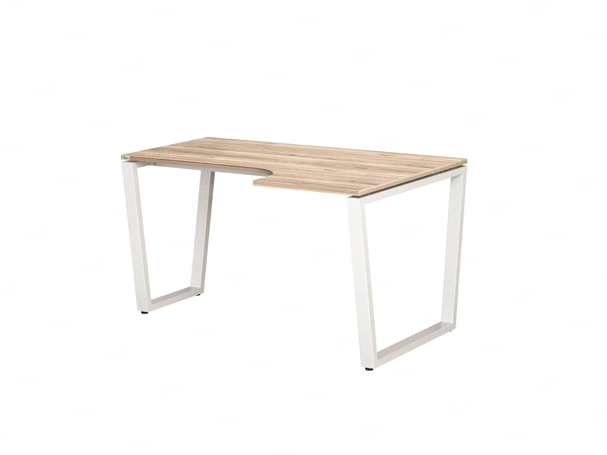 Стол угловой, U-опора, правый 1400x900/1200x750, RM050-14x9-12 Дуб Маувелла/Белый