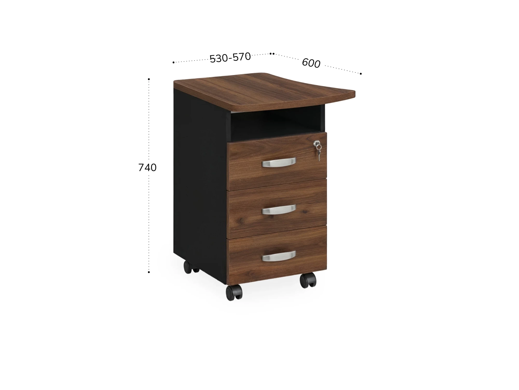 BRL RB086-57х60L Тумба приставная левая 570х600х740 Орех Вармия/Черный