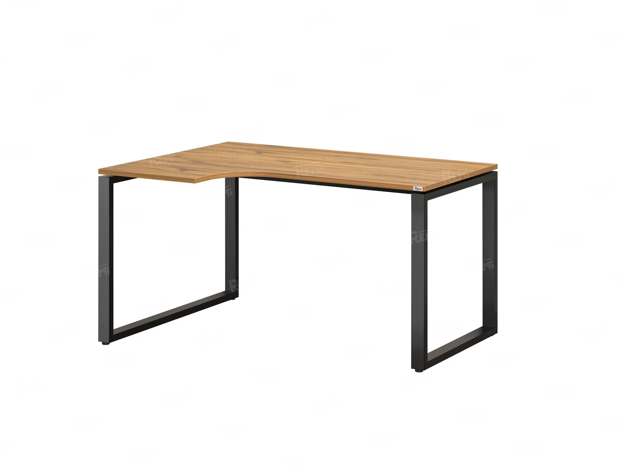 Стол угловой, О-опора, левый 1600x600/900x750, RM055-16x6-9 Дуб Юстус/Черный