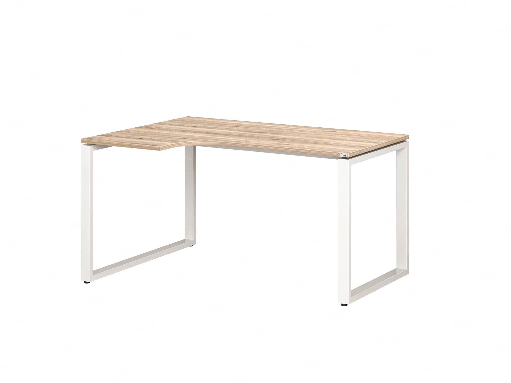 Стол угловой, О-опора, левый 1800x900/1200x750, RM055-18x9-12 Дуб Маувелла/Белый