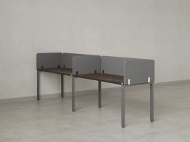 Бенч-система в 1 ряд, 2 рабочих места 5 тканевых экранов 2000x600x750 RM167-1-20x6 Дуб Апрельский шоколад/Серый