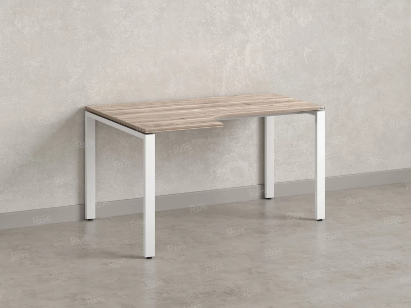 Стол угловой, П-опора, левый 1600x900/1200x750, RM053-16x9-12 Дуб Маувелла/Белый