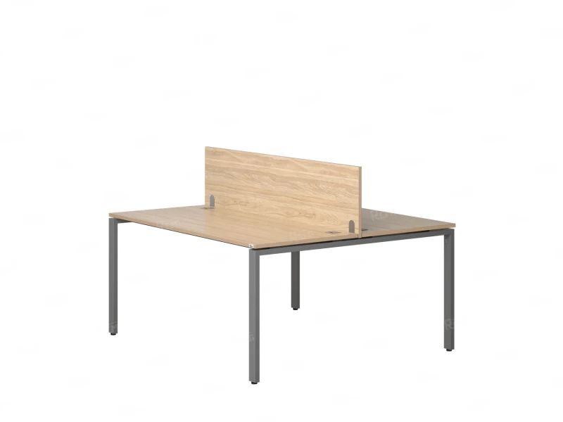 Бенч-система, 2 рабочих места, с одним экраном ЛДСП 1200x1200x750 RM165-2-12x12 Вяз Швейцарский светлый/Серый