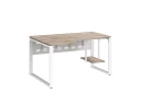 Стол угловой, экран металл, О-опора, левый 1400x900/1200x750, RM056-14x9-12 Дуб Маувелла/Белый