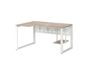Стол угловой, экран металл, О-опора, левый 1400x900/1200x750, RM056-14x9-12 Дуб Маувелла/Белый