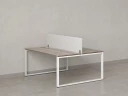 Бенч-система, 2 рабочих места, с одним тканевым экраном 1400x1200x750 RM169-1-14x12 Дуб Маувелла/Белый
