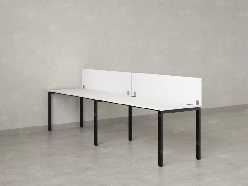 Бенч-система в 1 ряд, 2 рабочих места 2 ЛДСП экранов 2000x800x750 RM167-4-20x8 Белый/Черный