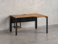 Стол угловой, экран металл, П-опора, правый 1400x600/900x750, RM058-14x6-9 Дуб Юстус/Черный