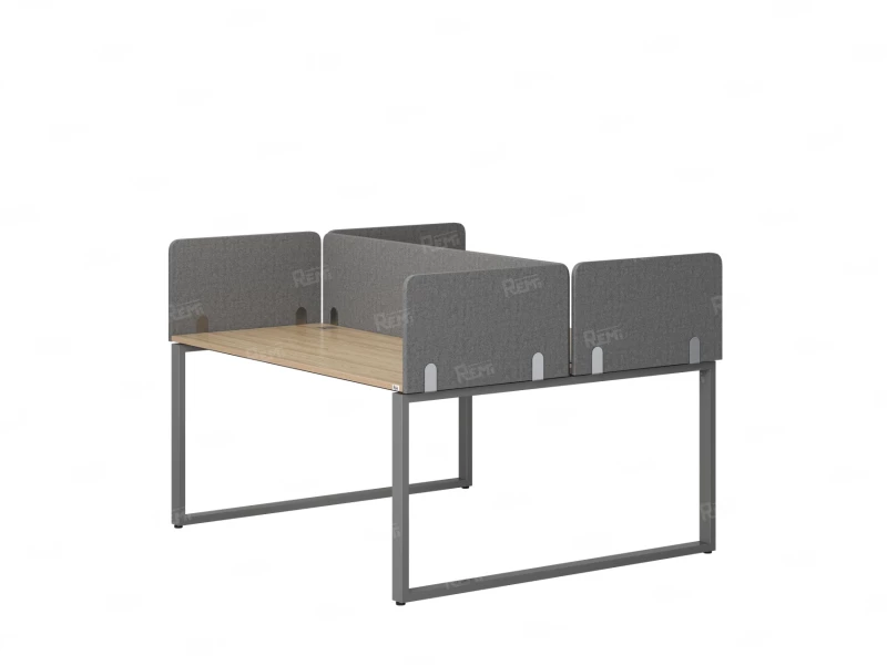 Бенч-система, 2 рабочих места, 5 тканевых экранов 1200x1200x750 RM169-3-12x12 Вяз Швейцарский светлый/Серый