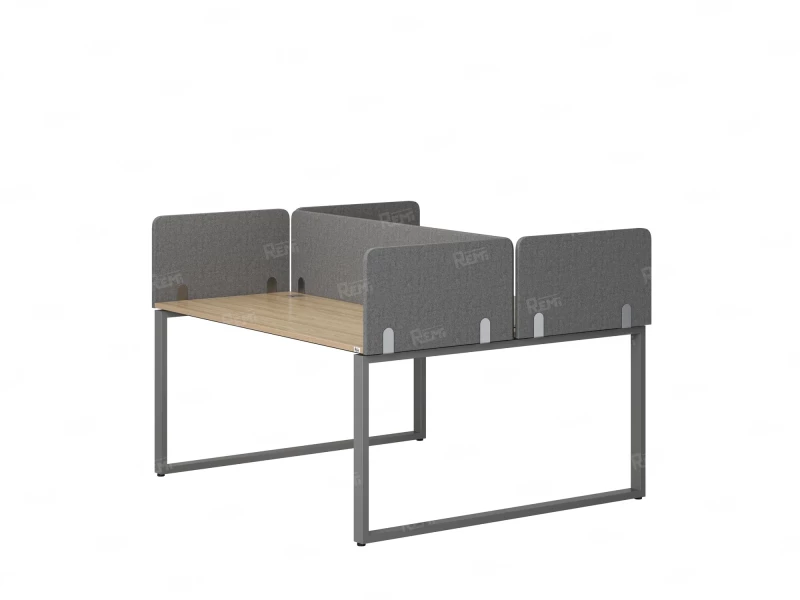 Бенч-система, 2 рабочих места, 5 тканевых экранов 1200x1200x750 RM169-3-12x12 Вяз Швейцарский светлый/Серый