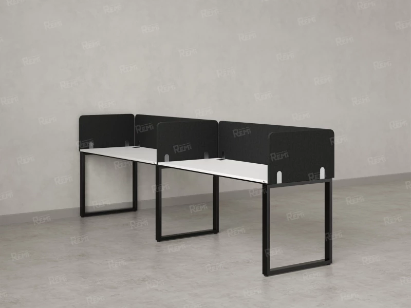 Бенч-система в 1 ряд, 2 рабочих места 5 тканевых экранов 2700x700x750 RM168-1-27x7 Белый/Черный