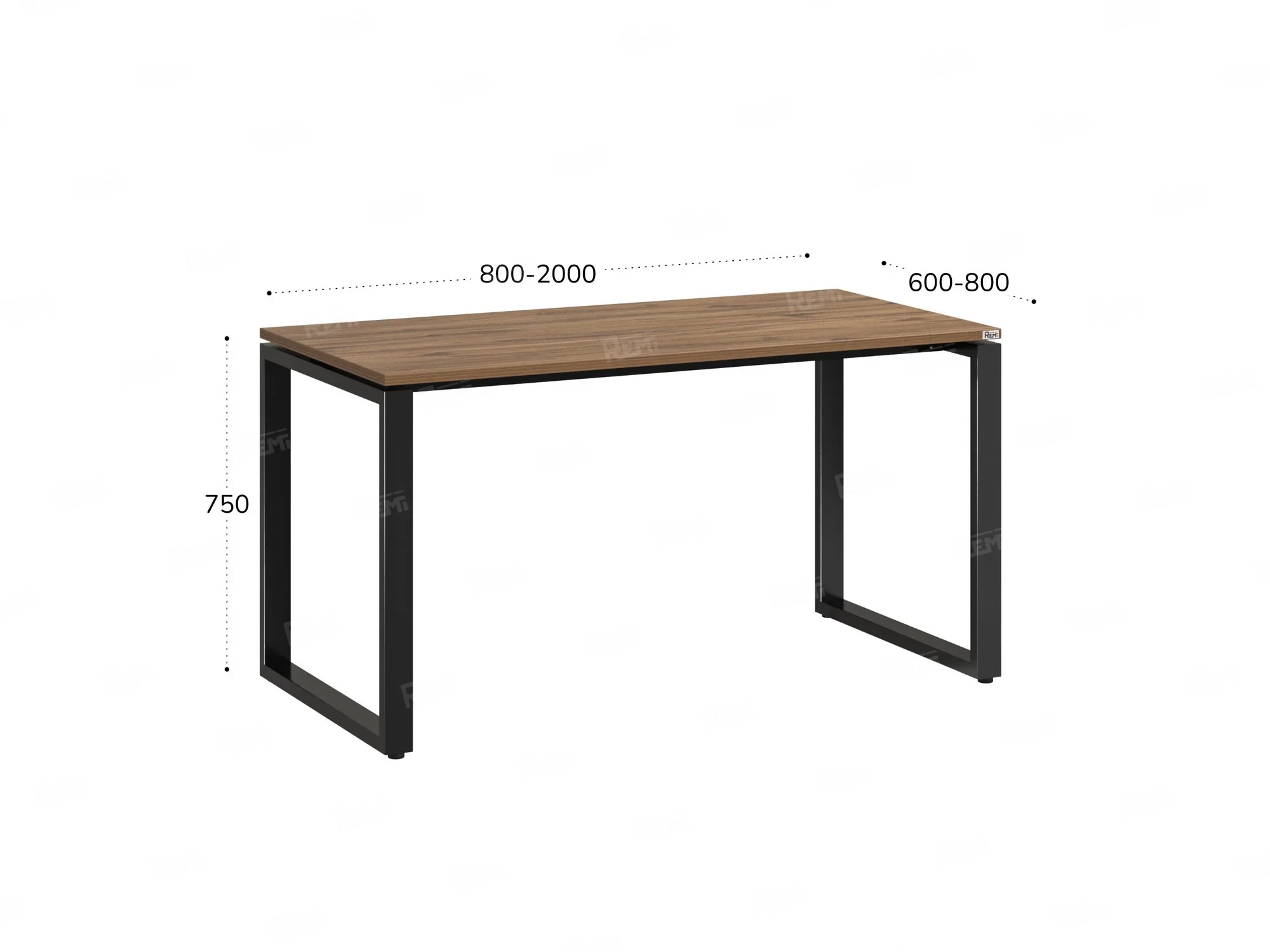 Стол прямой на O-образных опорах 1400x800x750 RM002-14x8 Дуб Юстус/Черный
