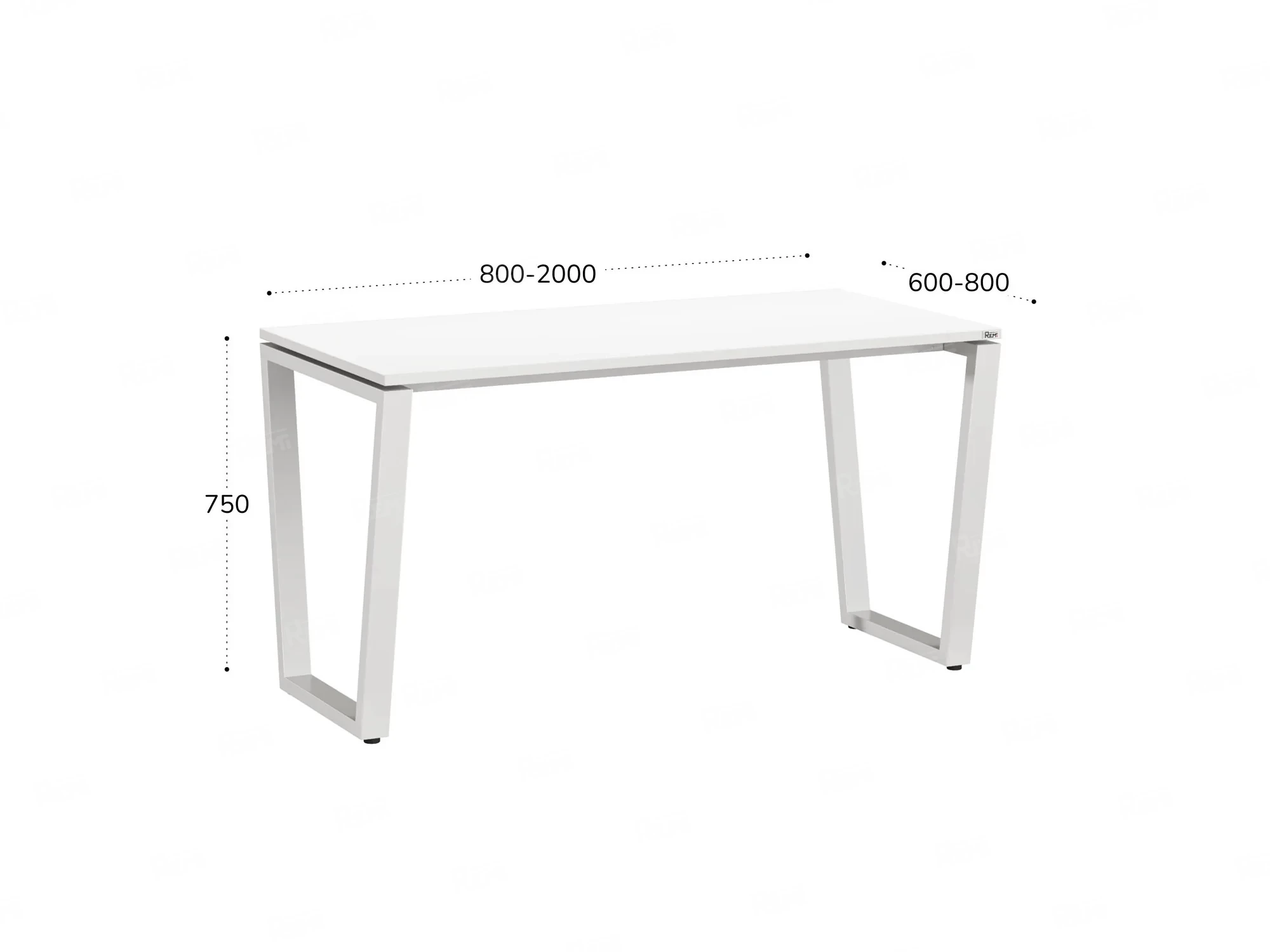 Стол прямой на U-образных опорах 1400x800x750 RM003-14x8 Белый/Белый