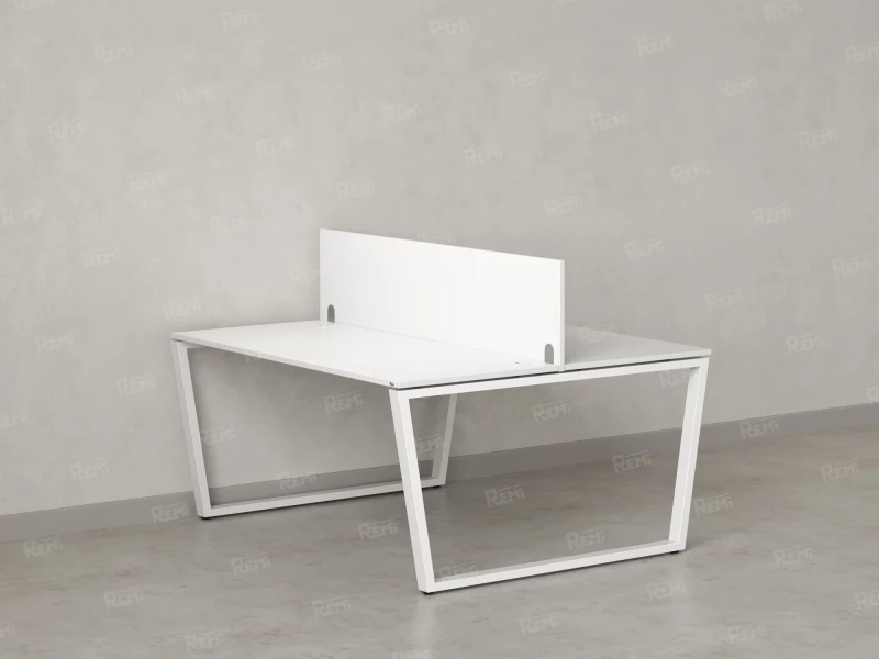 Бенч-система, 2 рабочих места, с одним экраном ЛДСП 1200x1600x750 RM172-2-12x16 Белый/Белый