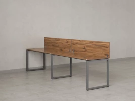 Бенч-система в 1 ряд, 2 рабочих места 2 ЛДСП экранов 2700x800x750 RM168-4-27x8 Дуб Юстус/Серый