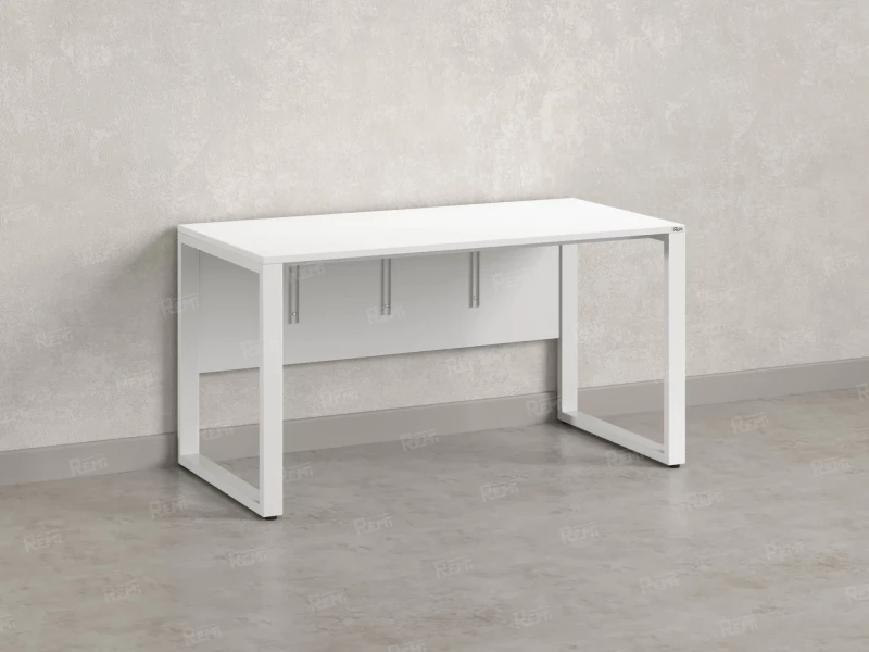 Стол прямой на О-образных опорах, экран ЛДСП 1400x600x750 RM006-14x6 Белый/Белый