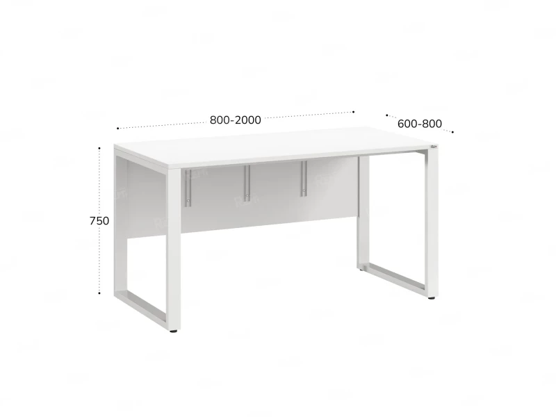 Стол прямой на О-образных опорах, экран ЛДСП 1400x600x750 RM006-14x6 Белый/Белый