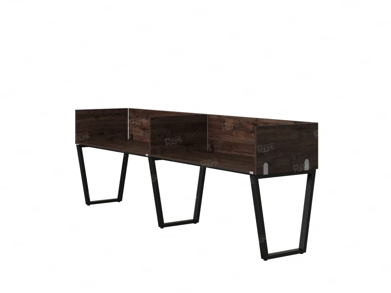 Бенч-система в 1 ряд, 2 рабочих места 5 ЛДСП экранов 2400x800x750 RM174-2-24x8 Дуб Апрельский шоколад/Черный