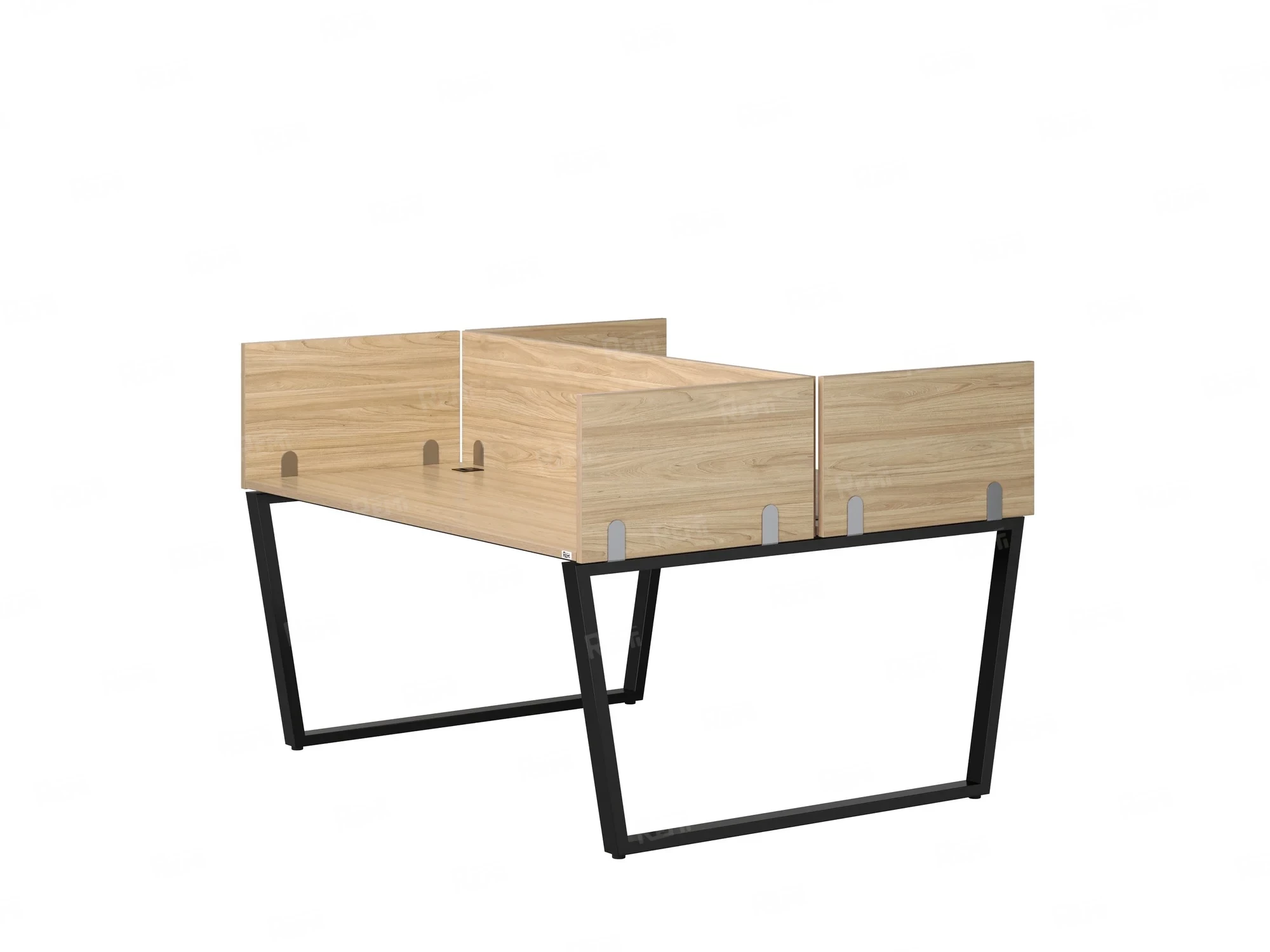 Бенч-система, 2 рабочих места, 5 ЛДСП экранов 1400x1600x750 RM172-4-14x16 Вяз Швейцарский светлый/Черный