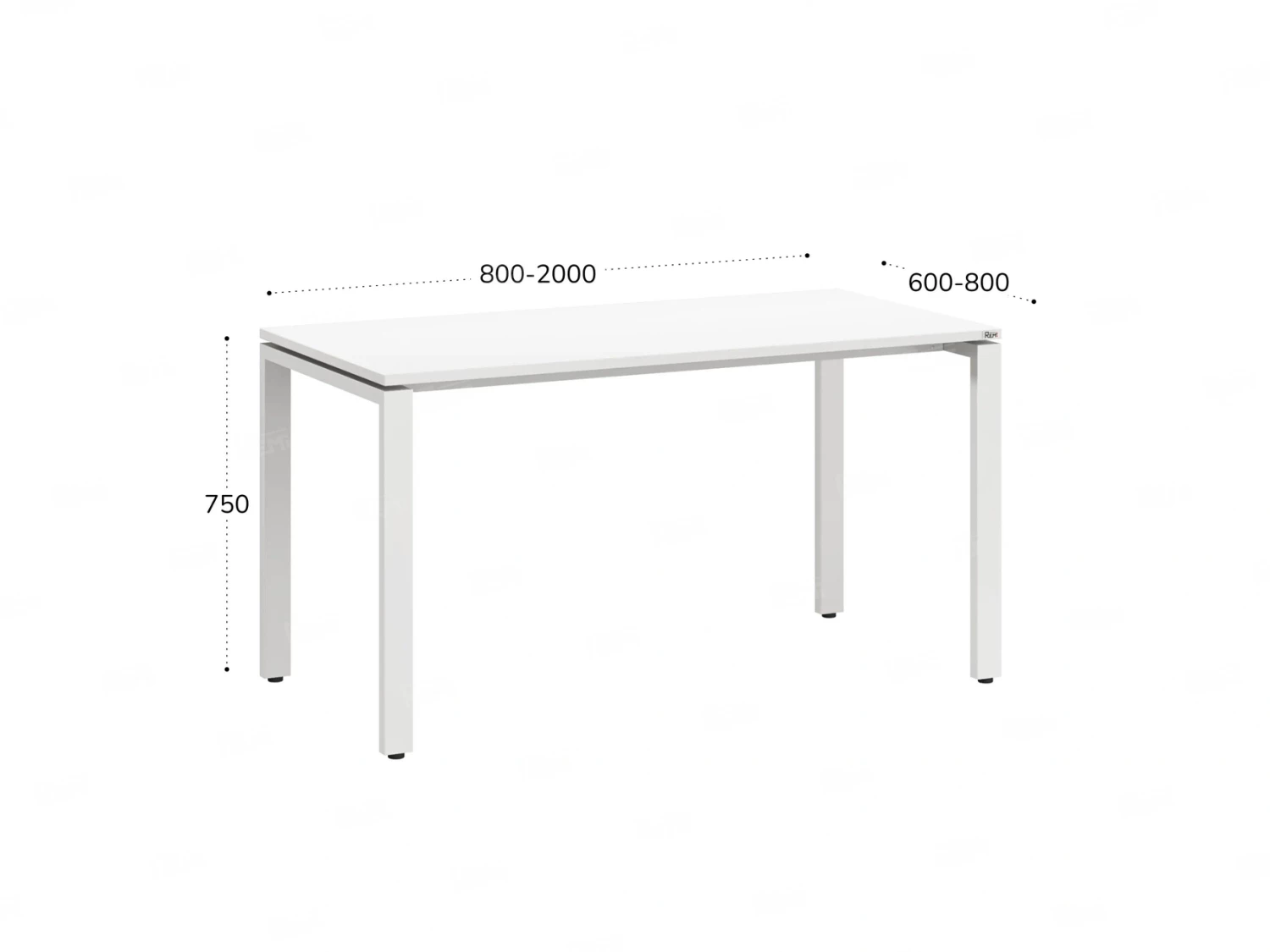 Стол прямой на П-образных опорах 1200x800x750 RM001-12x8 Белый/Белый