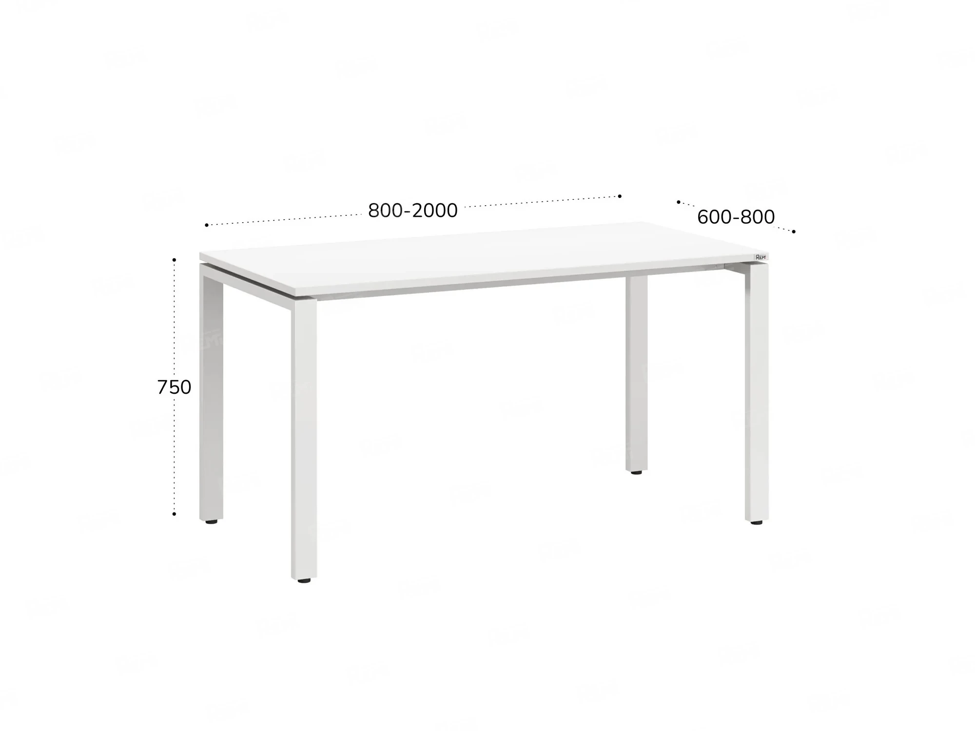 Стол прямой на П-образных опорах 1200x800x750 RM001-12x8 Белый/Белый