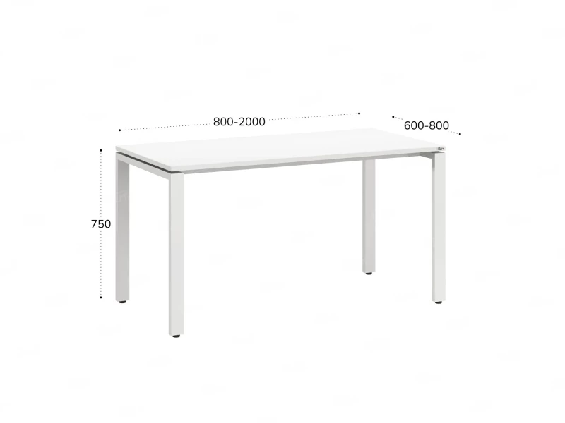 Стол прямой на П-образных опорах 1200x800x750 RM001-12x8 Белый/Белый