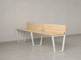 Бенч-система в 1 ряд, 2 рабочих места 2 ЛДСП экранов 2000x800x750 RM174-4-20x8 Вяз Швейцарский светлый/Белый