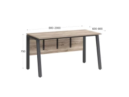 Стол прямой, Л-опора, экран ЛДСП,парящая стол-ца 1600x600x750 RM009-16x6 Дуб Маувелла/Серый
