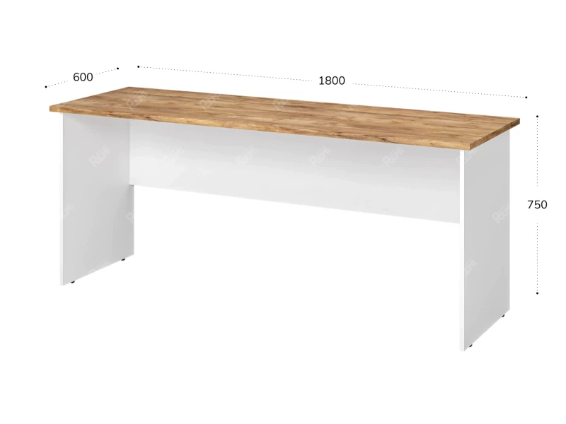 Стол прямоугольный 1800x600x750 RTD022 Таксония медовая/Белый