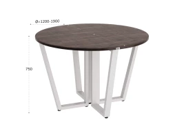 Круглый стол на U-образных опорах 1300x1300x750 RM188-13x13 Дуб Апрельский шоколад/Белый