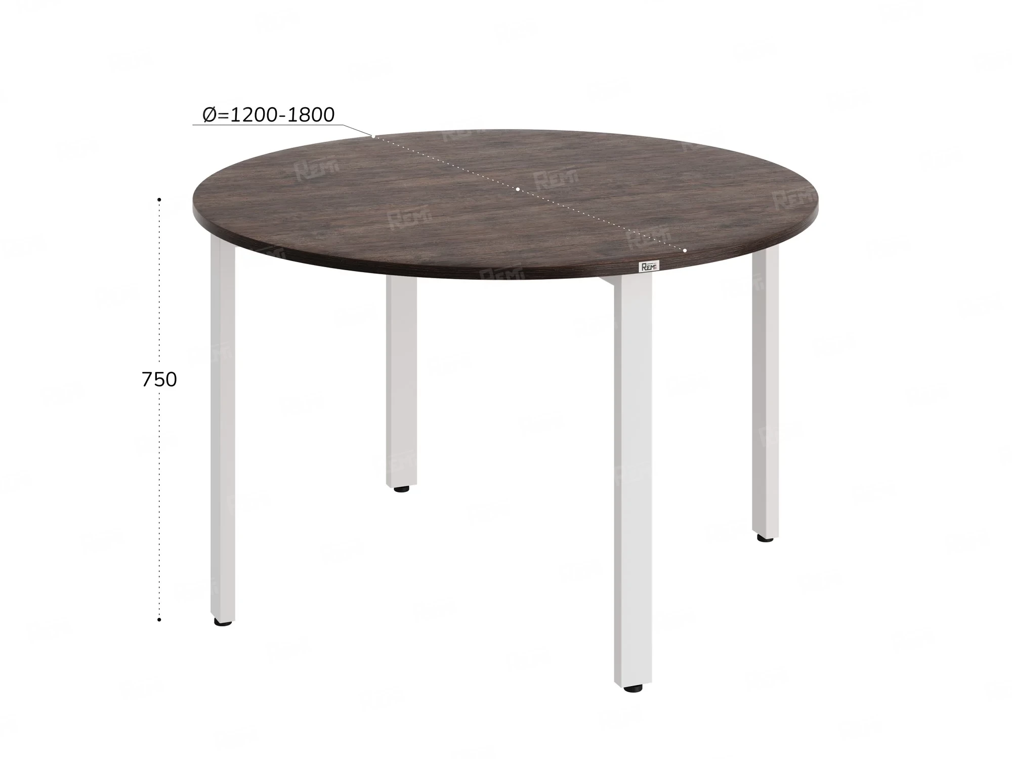 Круглый стол на П-образных опорах 1700x1700x750 RM186-17x17 Дуб Апрельский шоколад/Белый