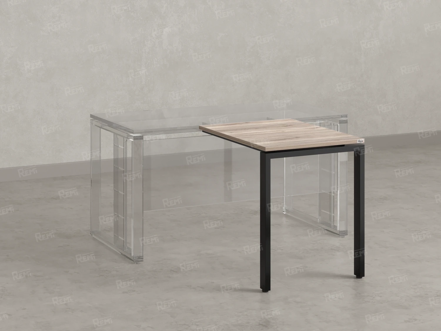 Брифинг прямой, с парящей столешнецей, на П-образном каркасе 1100x700x750 RM070-11x7 Дуб Маувелла/Черный