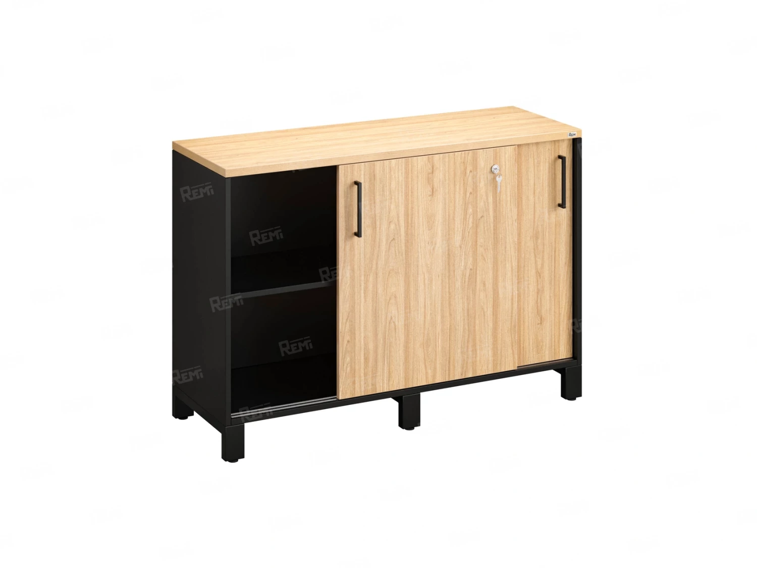 Низкий шкаф-купе 1200x420x850 RM124-120x42 Вяз Швейцарский светлый/Черный